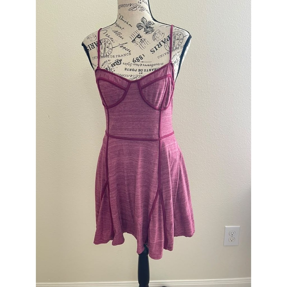 Intimately Free People Heathered Pink Seamed Bustier Fit & Flare Mini Dress M